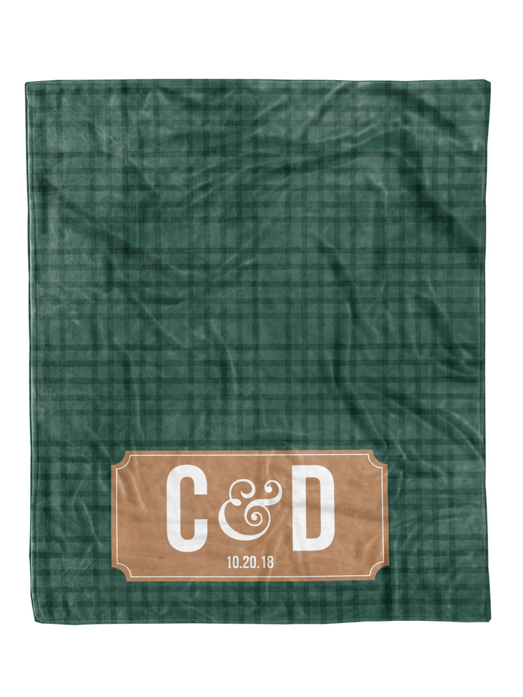Watercolor Green Plaid Custom Minky Blanket (MINKY1109)