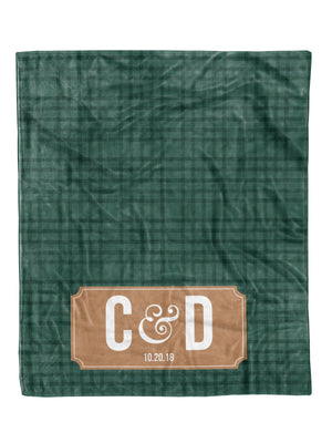 Watercolor Green Plaid Custom Minky Blanket (MINKY1109)