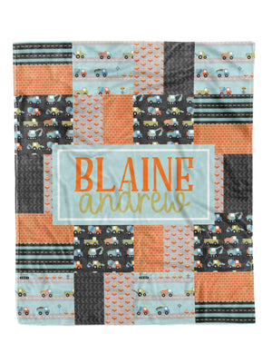 
            
                Load image into Gallery viewer, Construction Faux Quilt Minky Blanket (MINKY1159)
            
        
