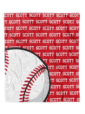 Baseball Name Repeat Minky Blanket (MINKY1168)