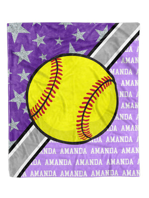 
            
                Load image into Gallery viewer, Softball Action Minky Blanket (MINKY1190)
            
        
