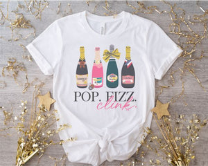 
            
                Load image into Gallery viewer, Pop. Fizz. Clink. New years Tee Shirt (NY1001)
            
        