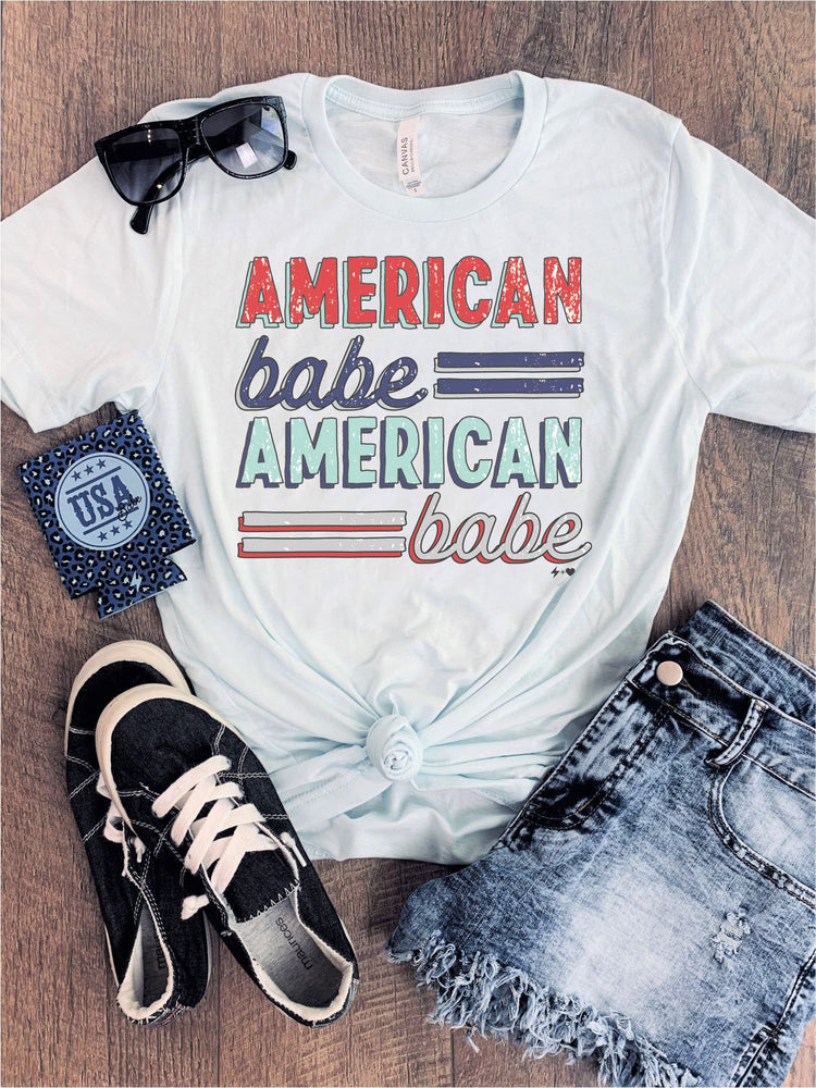 Retro American Babe Patriotic Tee (USA1012-DTG-TEE)