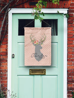Polka Dot Deer Head Monogram Door Flag
