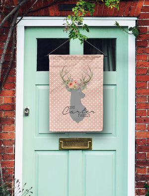 
            
                Load image into Gallery viewer, Polka Dot Deer Head Monogram Door Flag
            
        
