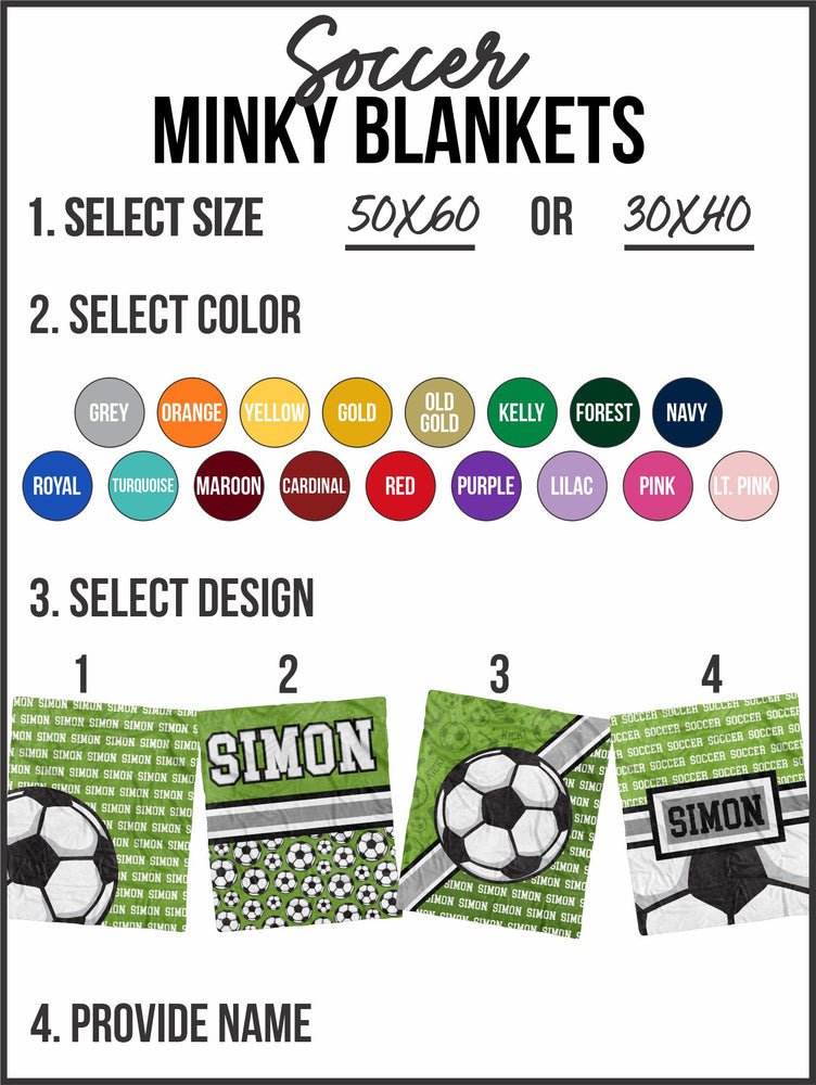 Soccer Name Repeat Minky Blanket (MINKY1172)