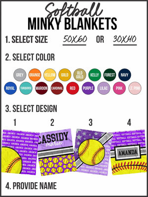
            
                Load image into Gallery viewer, Softball Action Minky Blanket (MINKY1190)
            
        