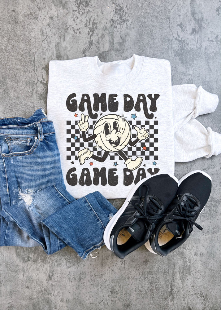 Retro Game Day Volleyball Sweatshirt (VBALL1005-DTG-SS)