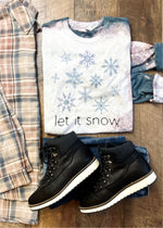 Let is Snow Bleached Long Sleeve Christmas Tee (XMAS1042-DTG-LST)