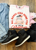 All Roads Lead Home Bleached Christmas Sweatshirt (XMAS1048-DTG-SS)