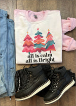 All is Calm all is Bright Bleached Christmas Sweatshirt (XMAS1049-DTG-SS)